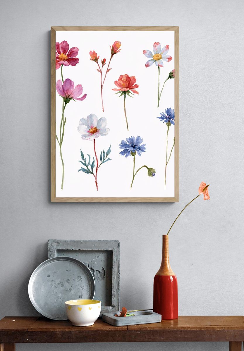 Watercolor Wildflowers Botanical Print. — room view 3