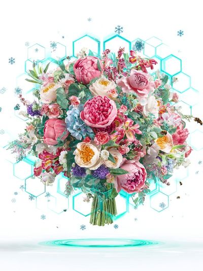 Floral Hexagon Bloom Illustration Poster. poster