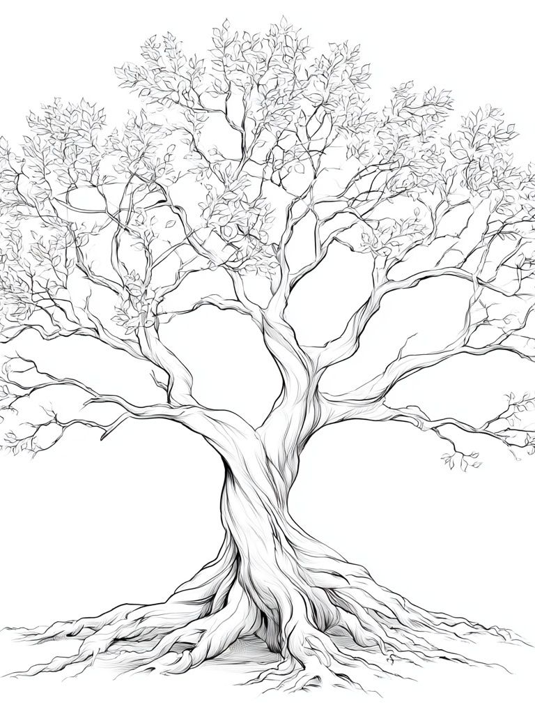 Elegant Tree Line-Art Poster. poster — botanical art