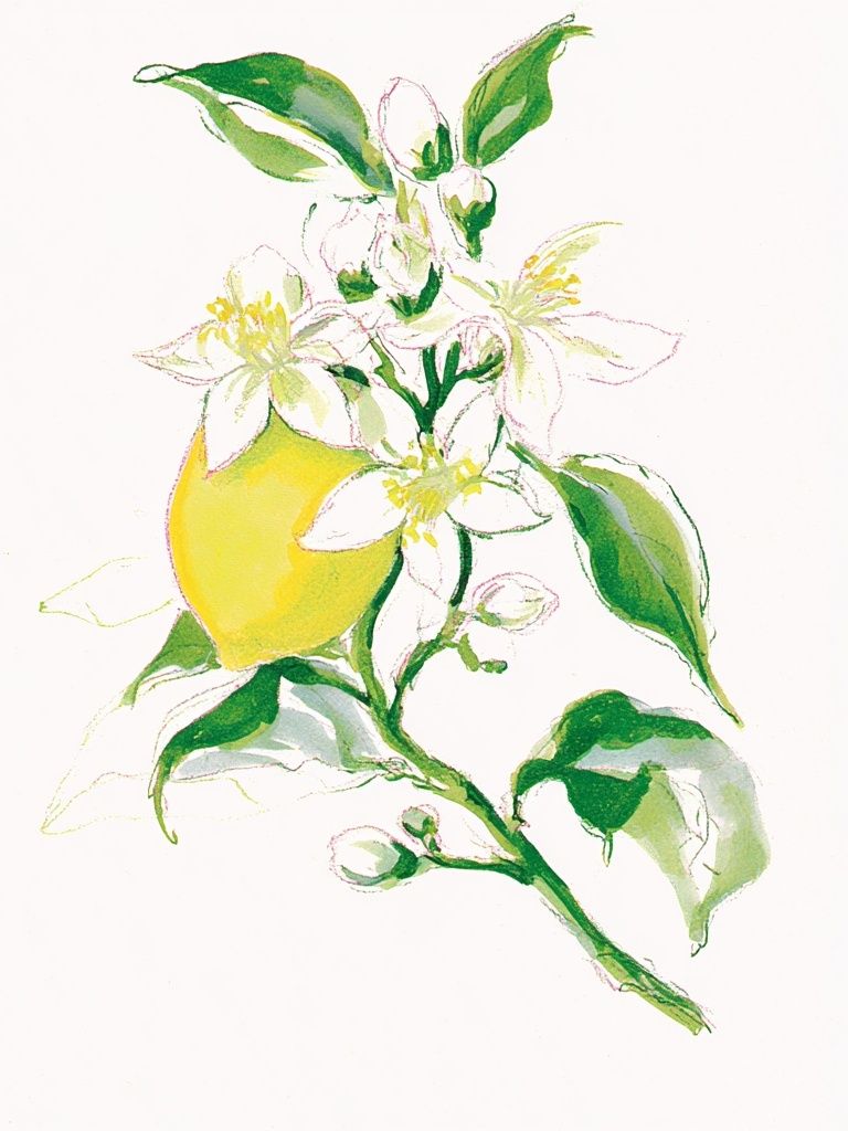 Lemon Blossom Watercolor Poster. poster — botanical art