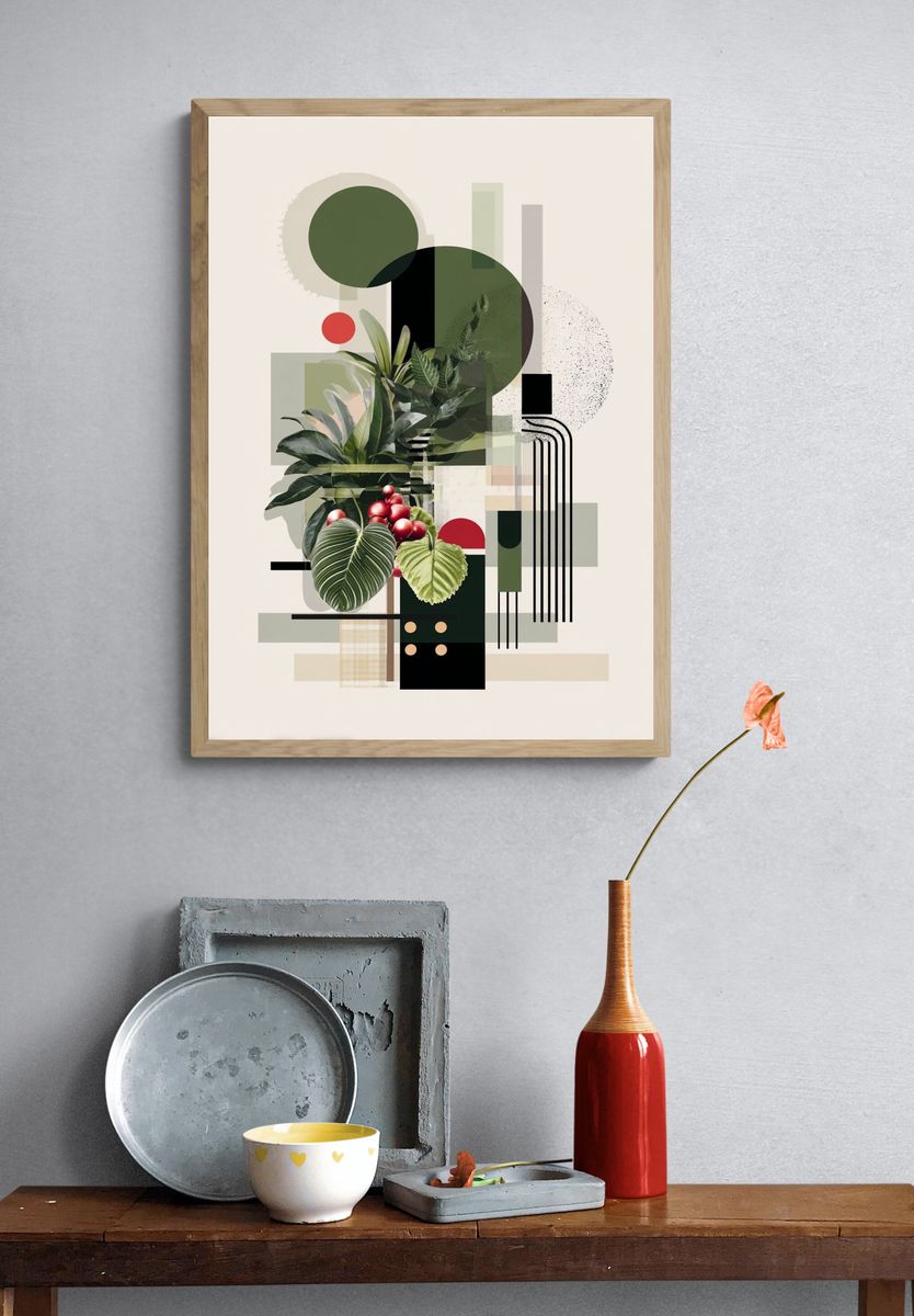Botanical Geometric Collage Poster. — room view 3
