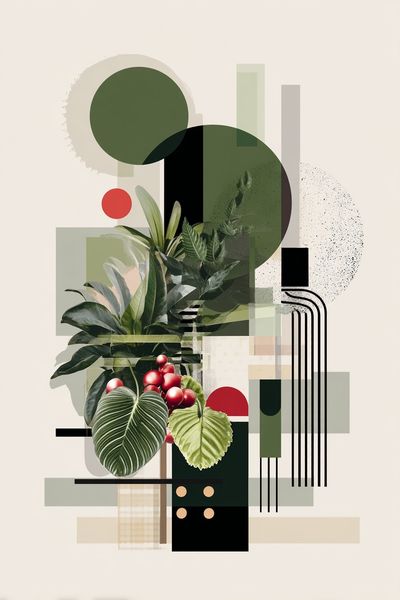 Botanical Geometric Collage Poster. poster