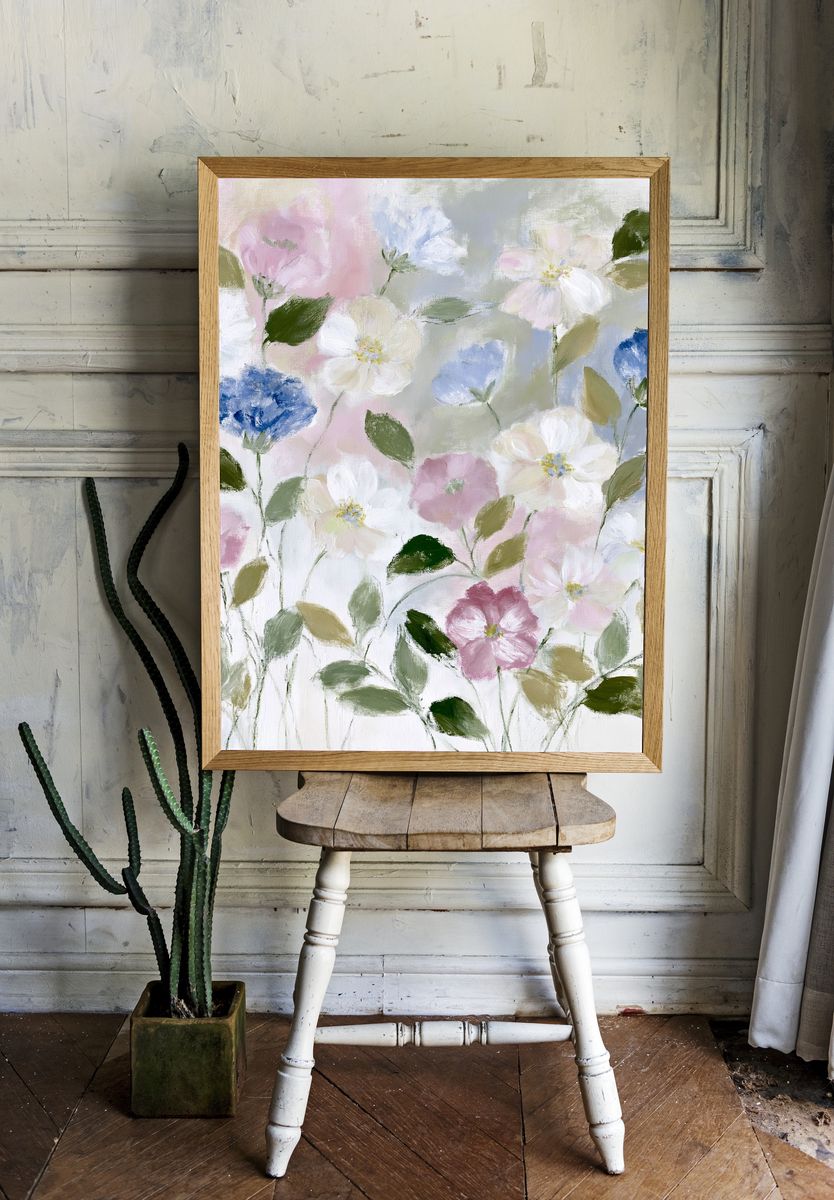 Pastel Wildflower Garden Print. room preview