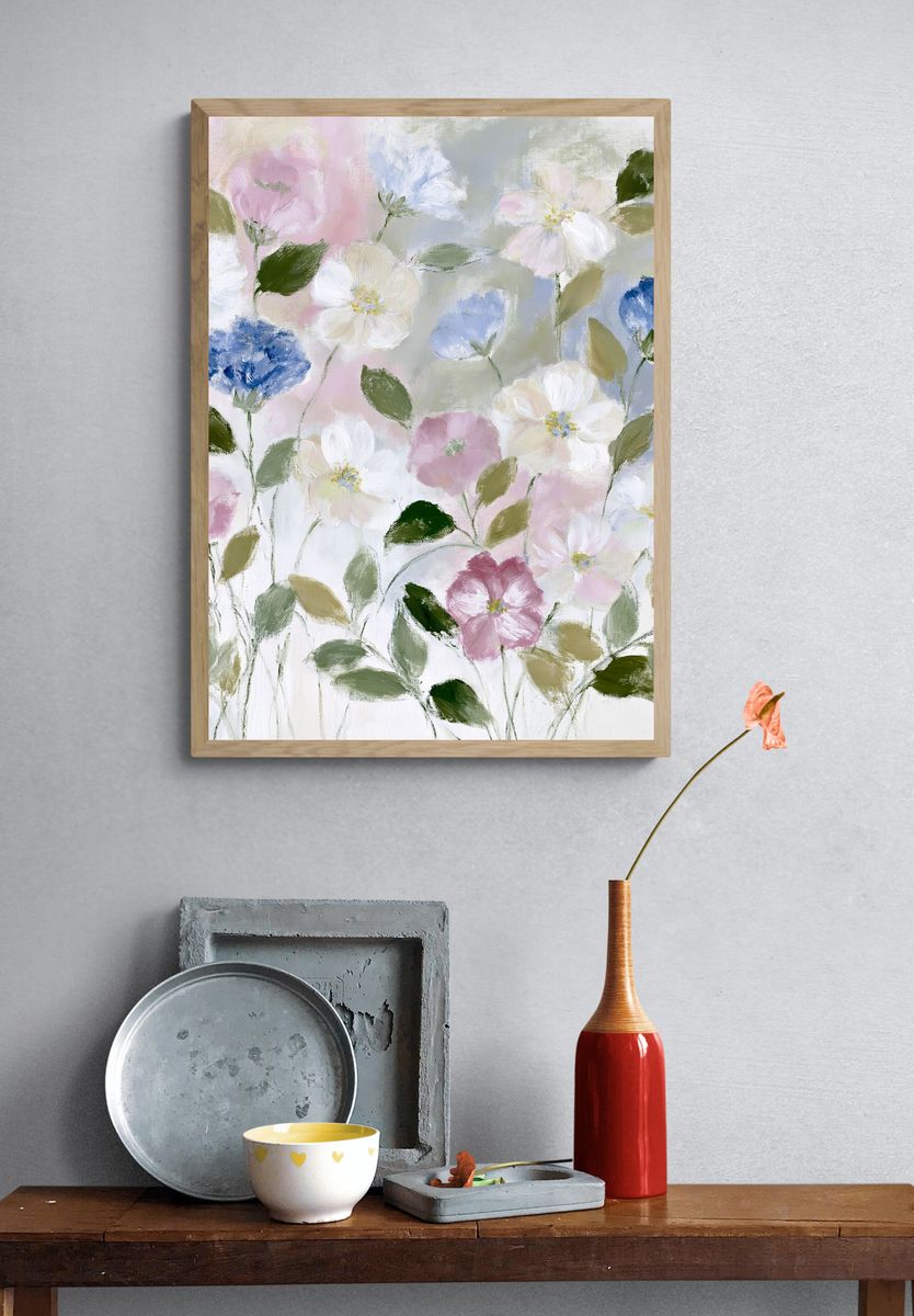 Pastel Wildflower Garden Print. — room view 3