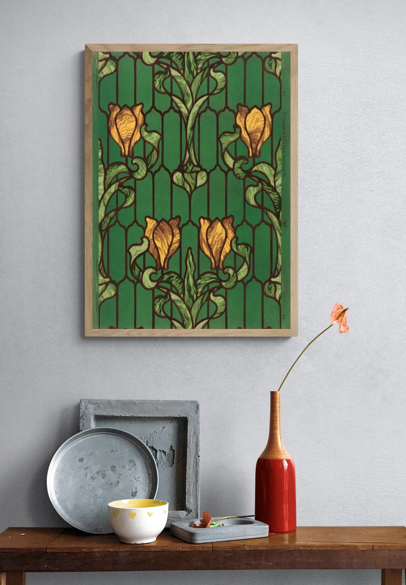 Art Nouveau Floral Pattern Poster. — room view 3