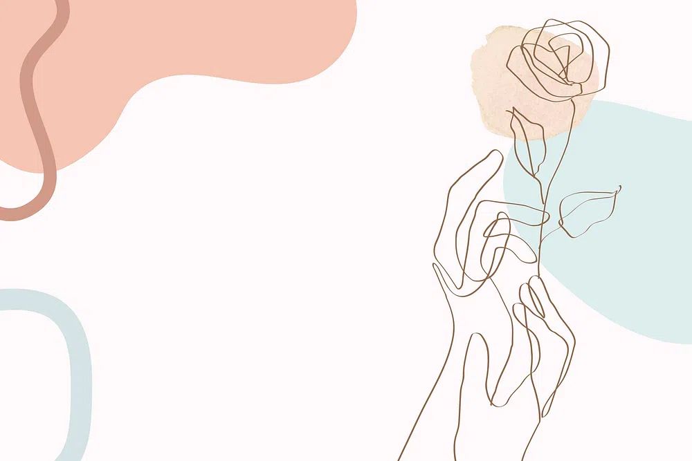 Hand & rose line art. poster detail