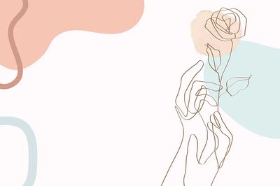 Hand & rose line art. poster print