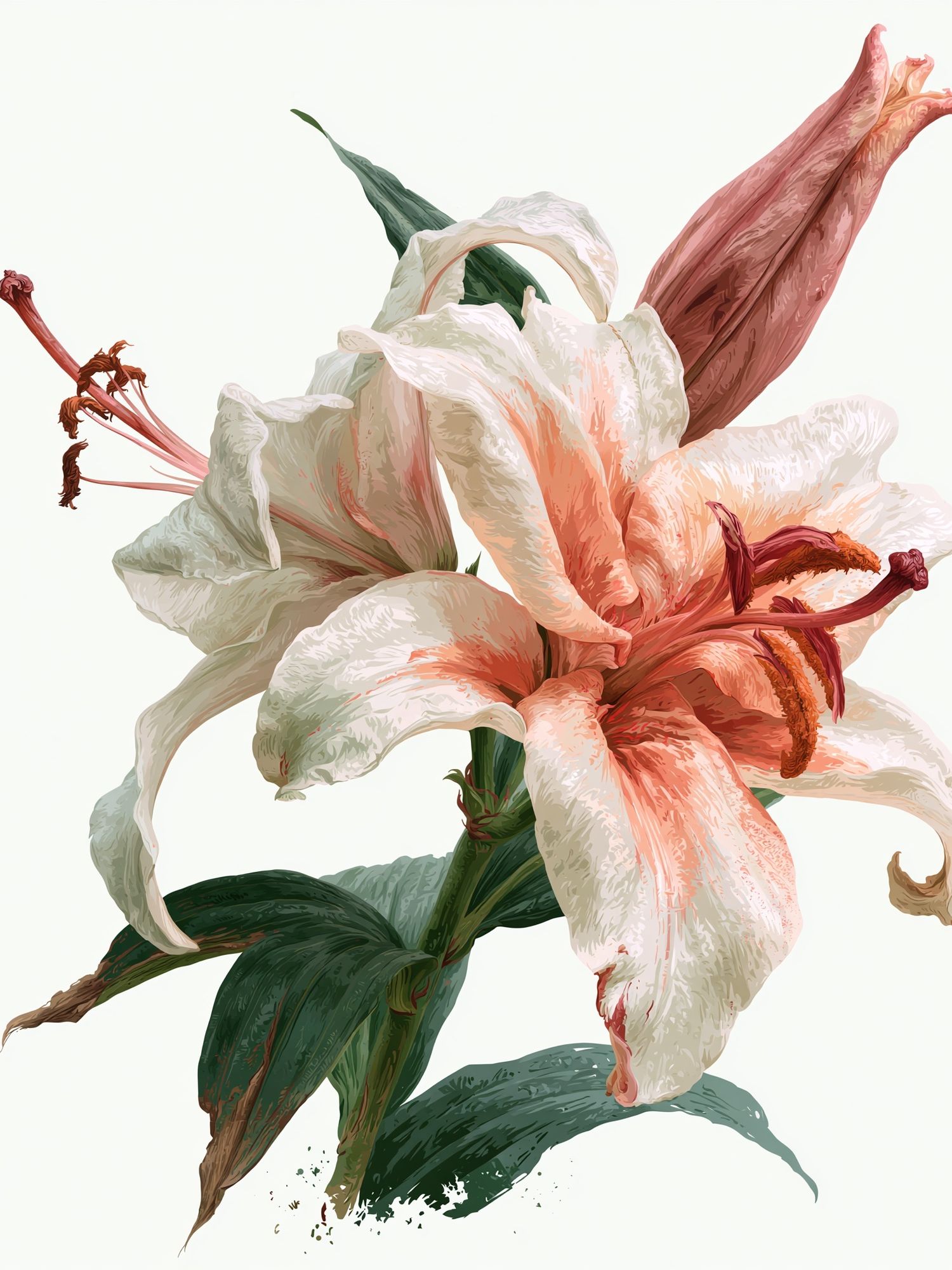 Blooming Lily Botanical Print. poster — botanical art