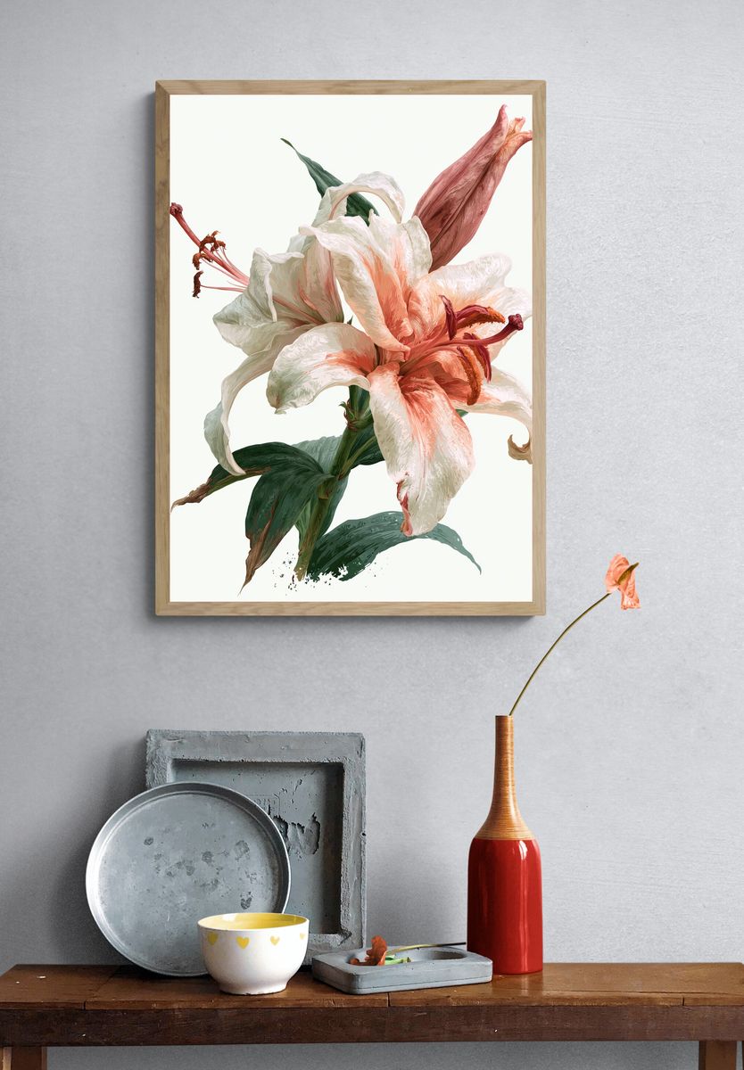 Blooming Lily Botanical Print. — room view 3