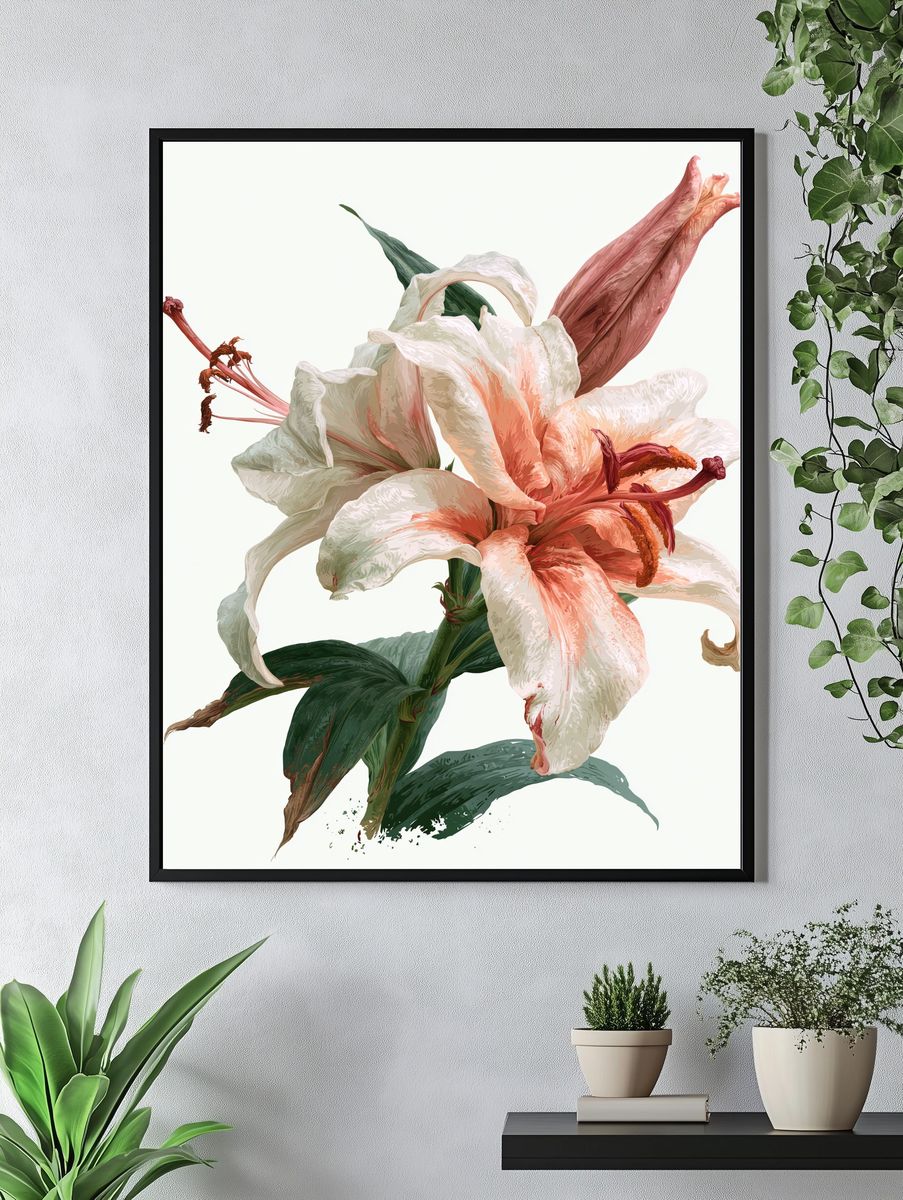 Blooming Lily Botanical Print. — room view 4