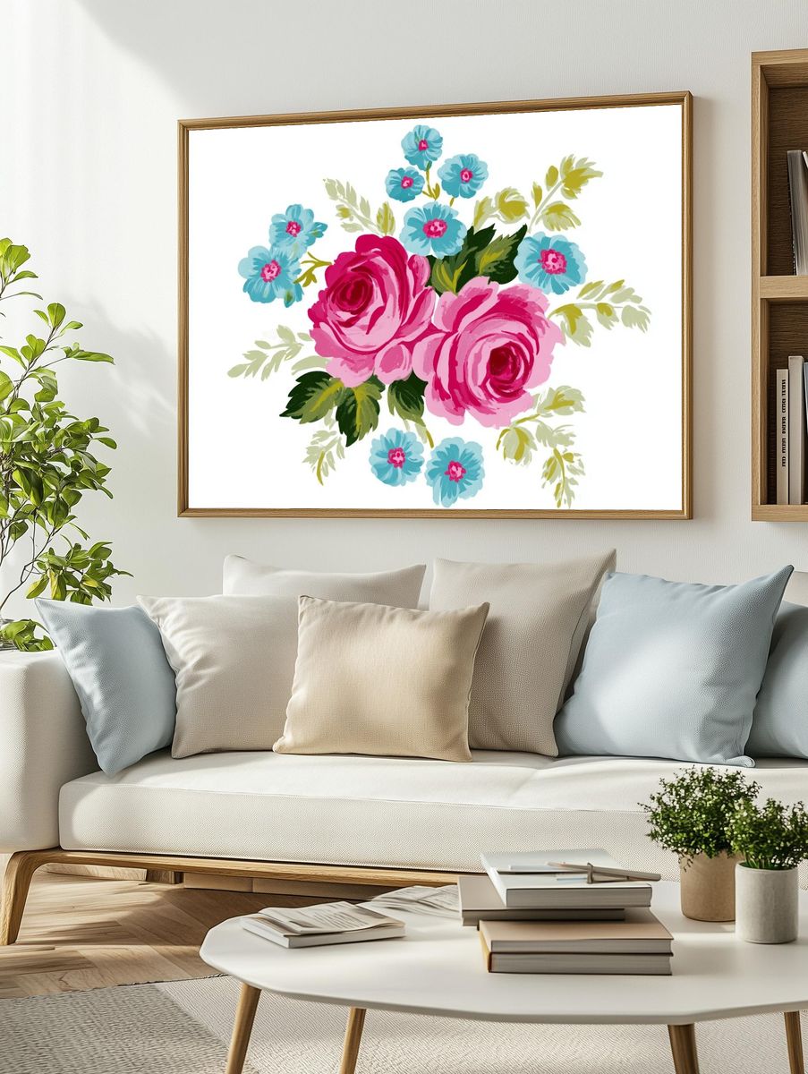 Floral Bouquet Illustration Poster. — room view 2