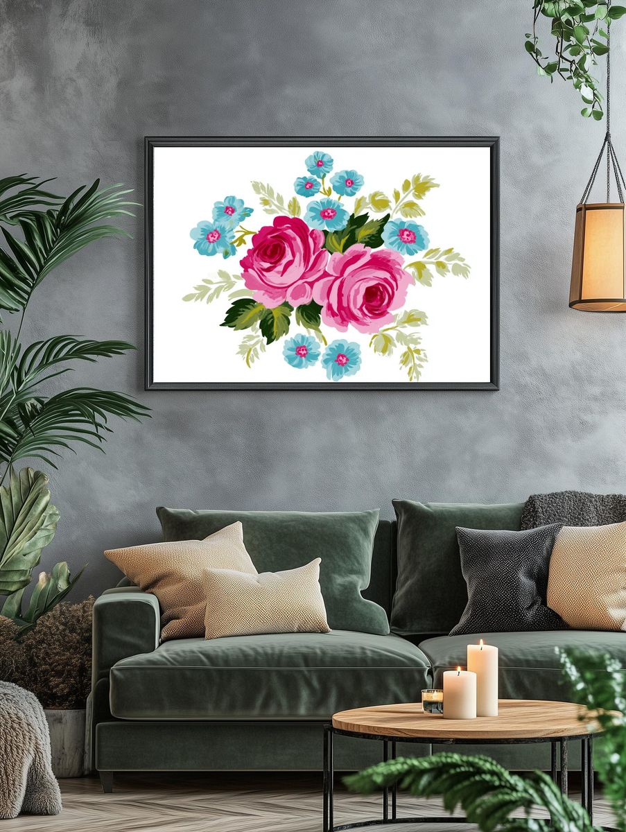 Floral Bouquet Illustration Poster. — room view 4