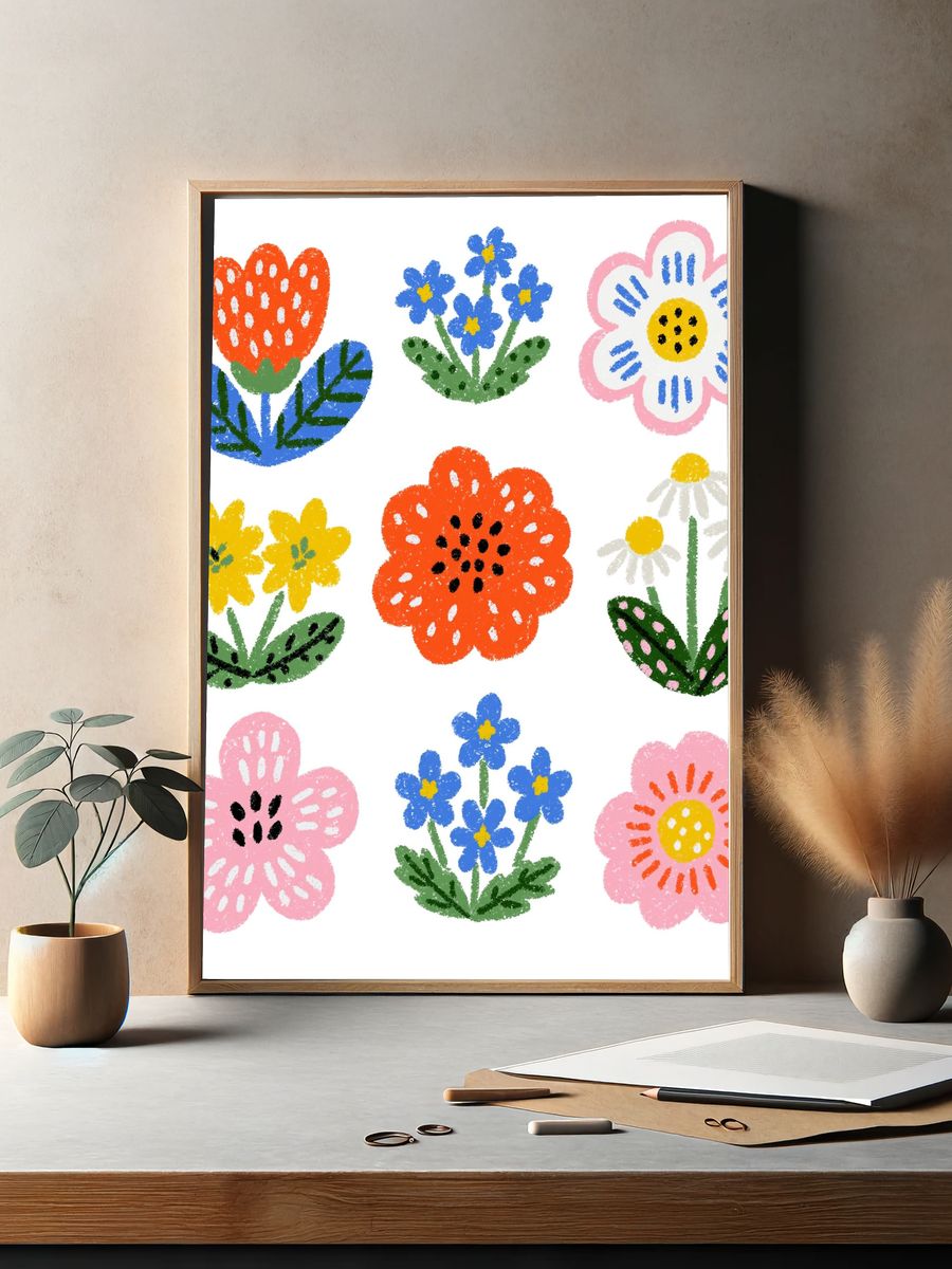 Playful Floral Garden Print. — room view 2