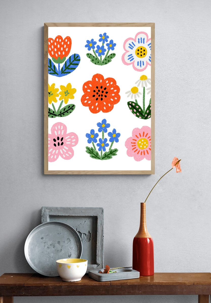 Playful Floral Garden Print. — room view 3