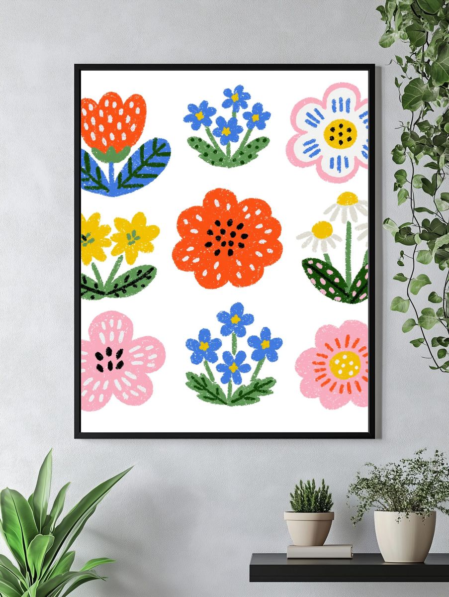 Playful Floral Garden Print. — room view 4