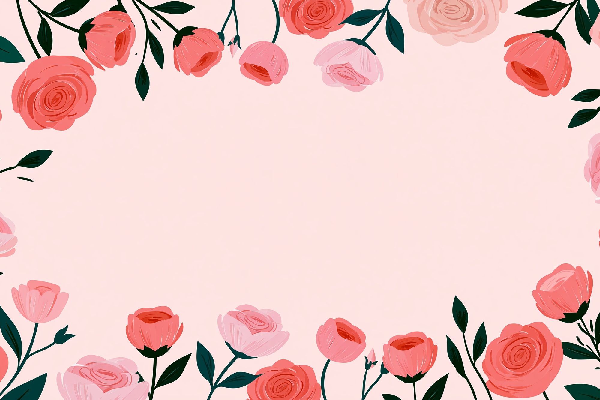 Pink Floral Border Botanical Print. poster detail