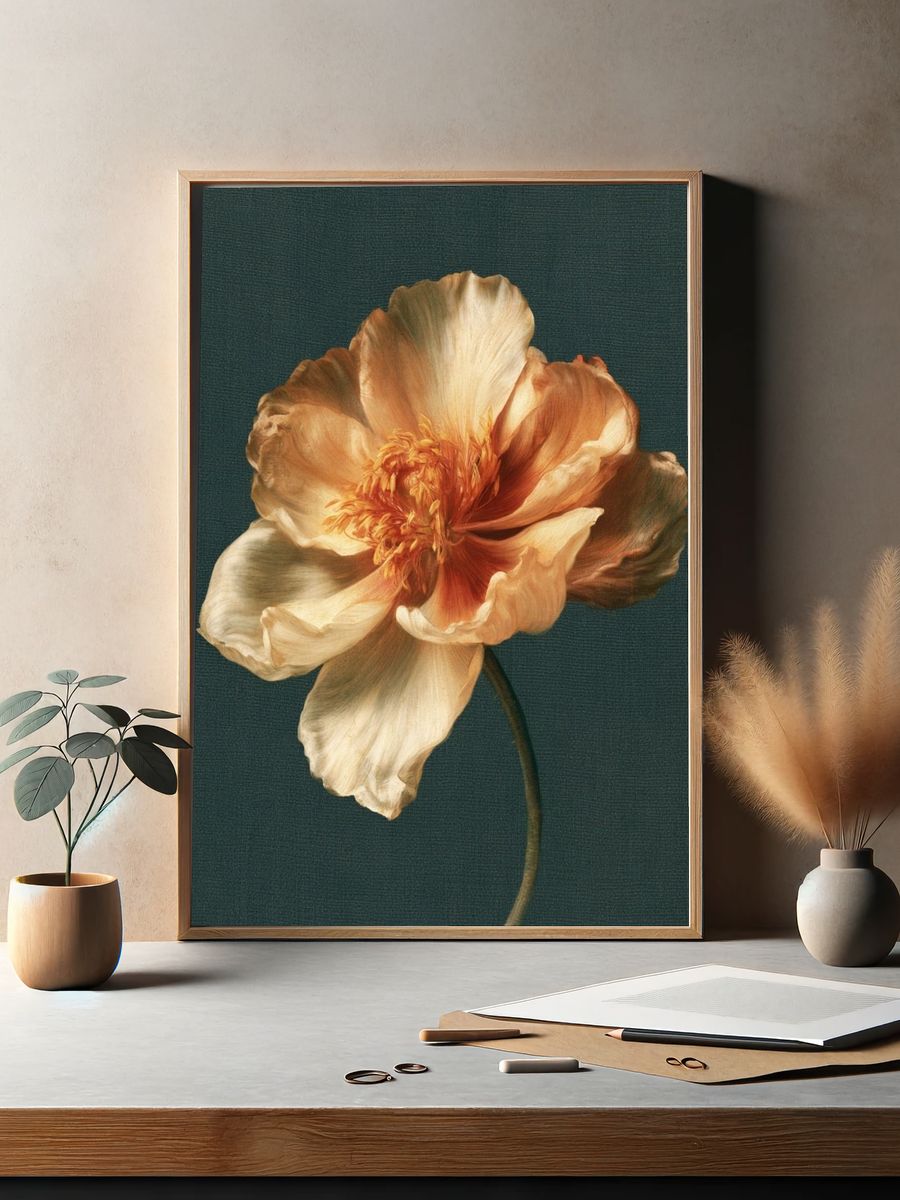 Peach Bloom Botanical Print. — room view 2