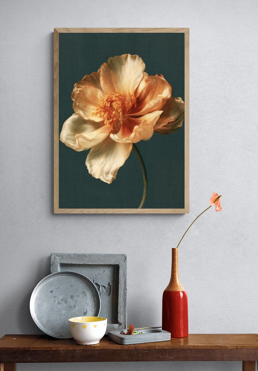 Peach Bloom Botanical Print. — room view 3