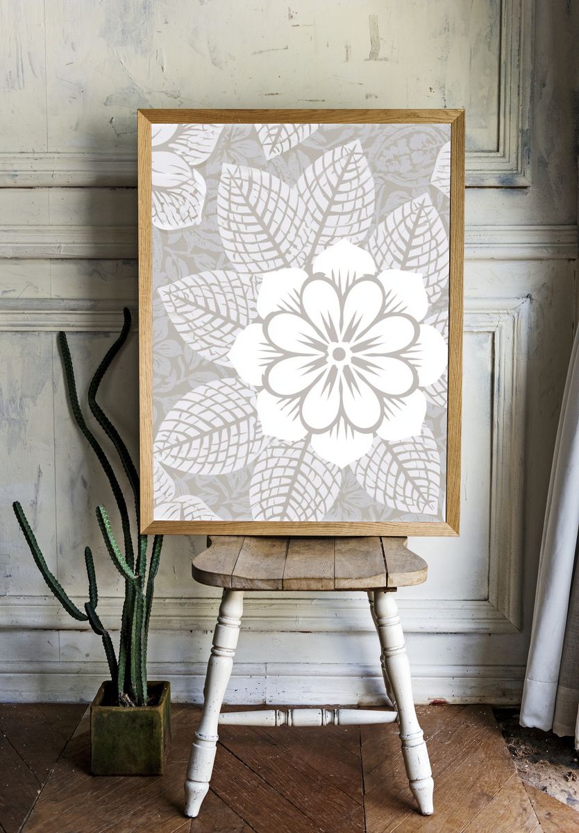 Botanical Leaf Pattern Print. room preview