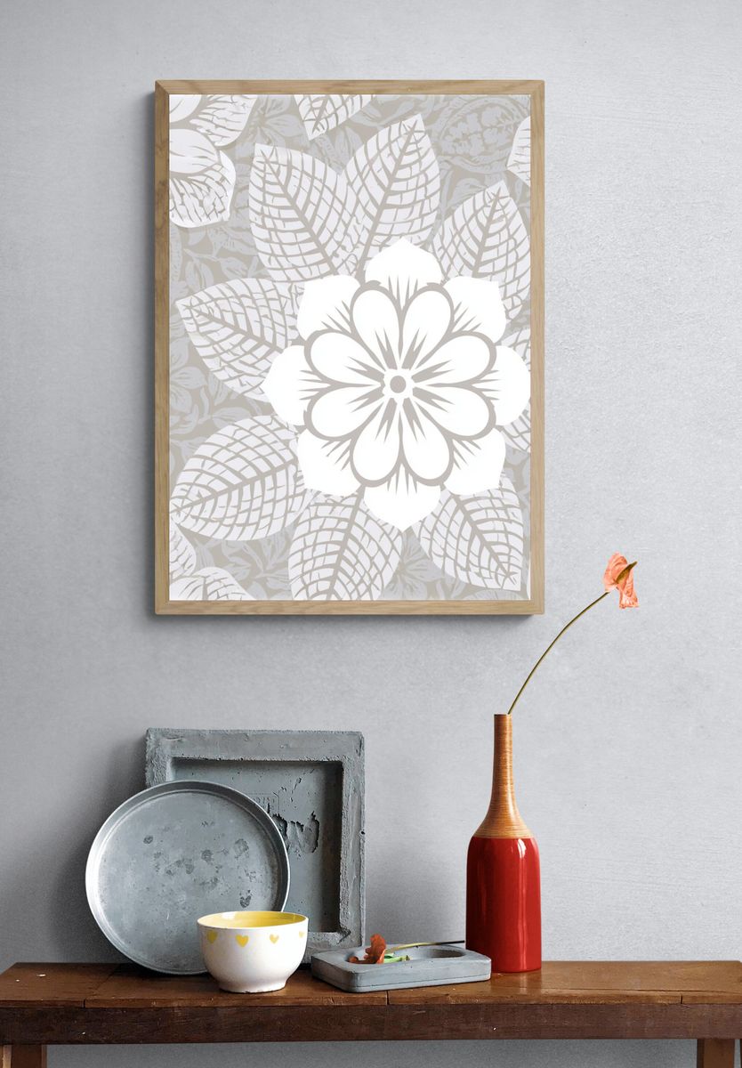 Botanical Leaf Pattern Print. — room view 3