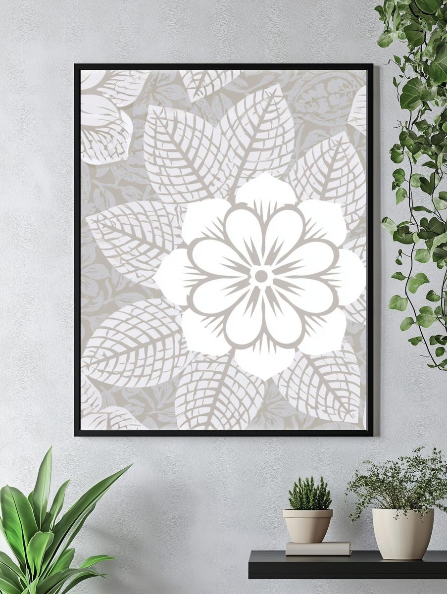 Botanical Leaf Pattern Print. — room view 4