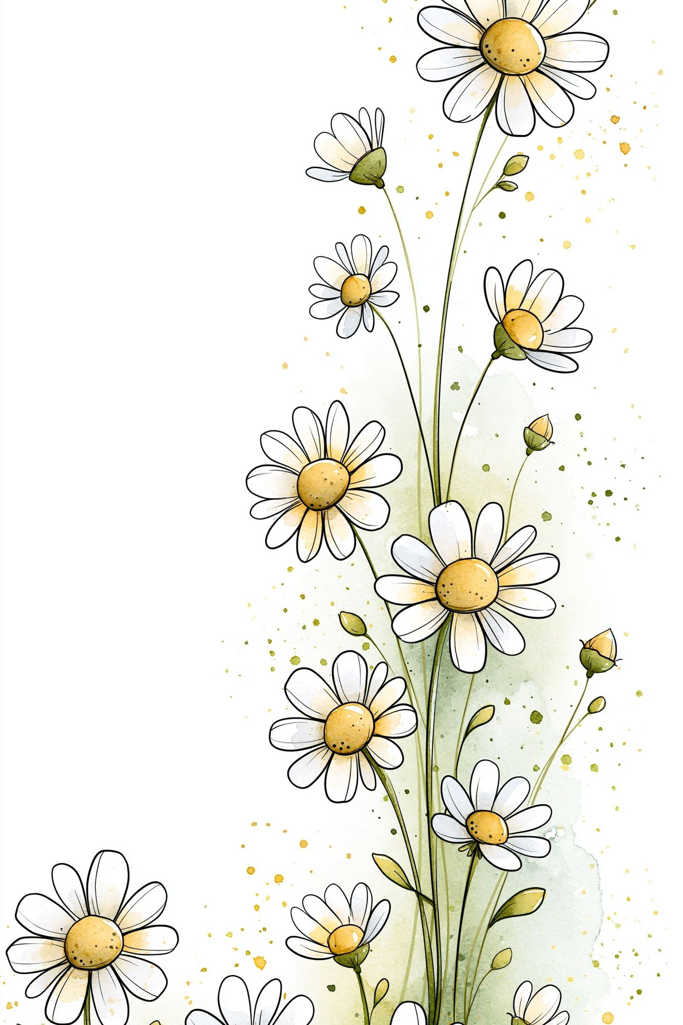 Wild Daisies Watercolor Poster. poster — botanical art