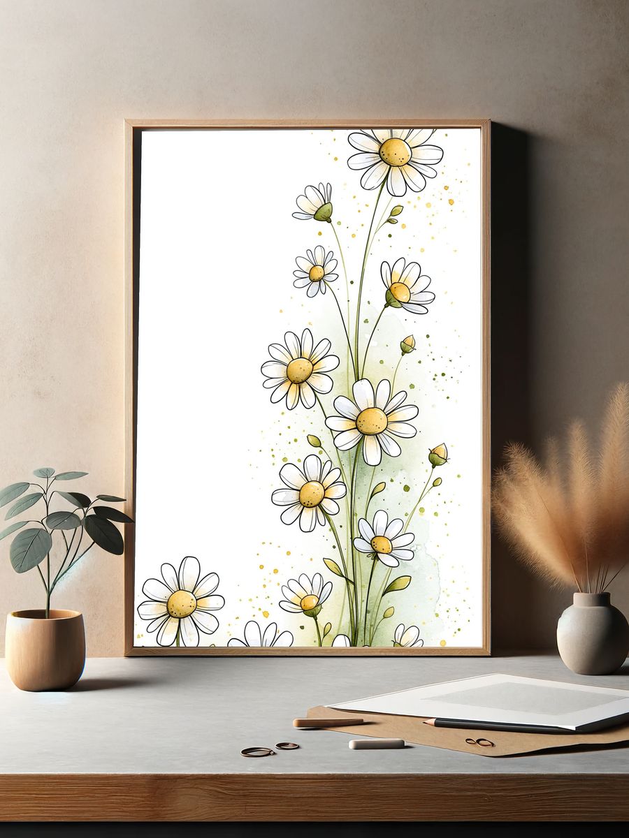 Wild Daisies Watercolor Poster. — room view 2