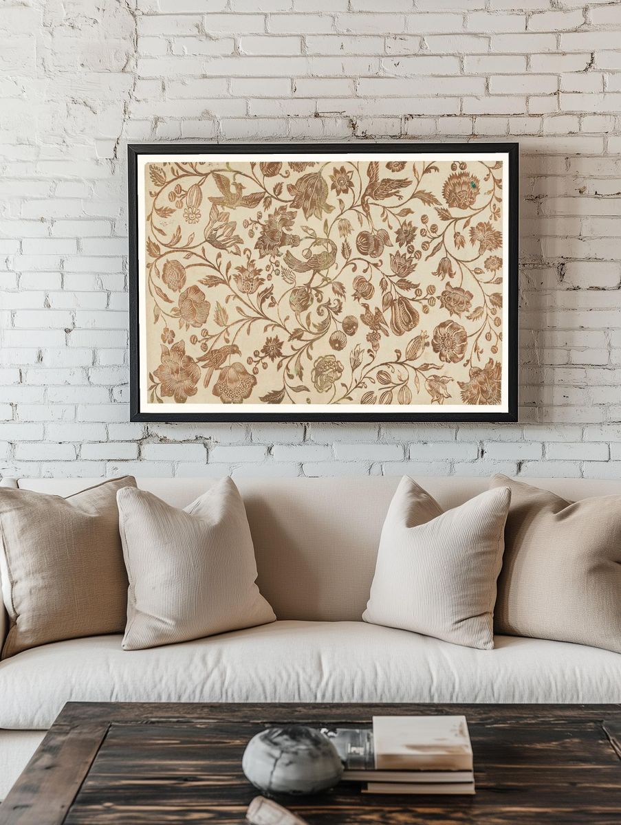 Vintage Floral Vine Pattern Print. — room view 1