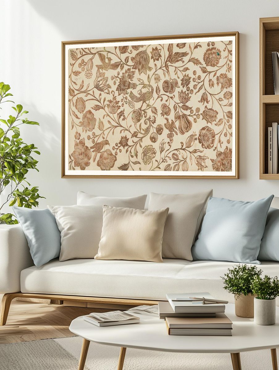 Vintage Floral Vine Pattern Print. — room view 2