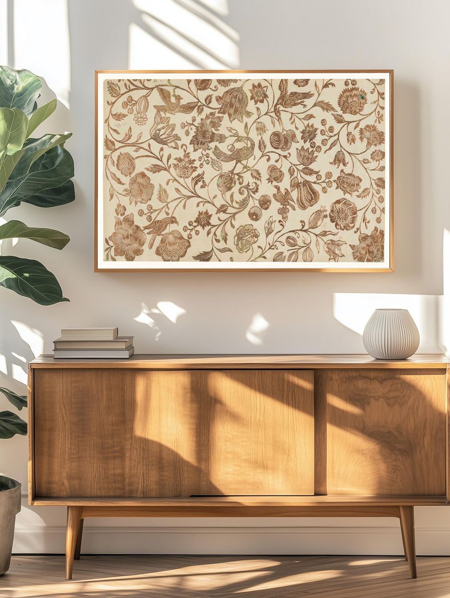 Vintage Floral Vine Pattern Print. — room view 3