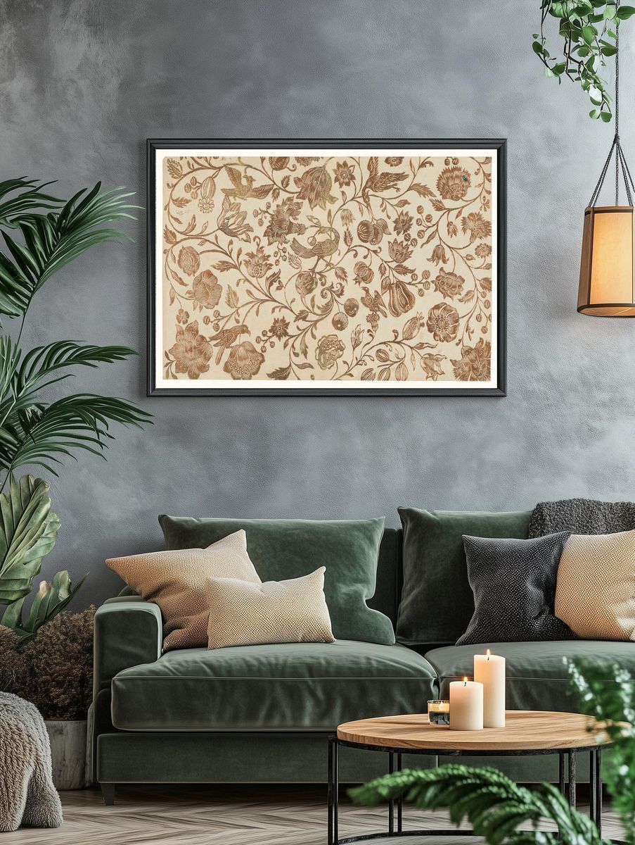 Vintage Floral Vine Pattern Print. — room view 4