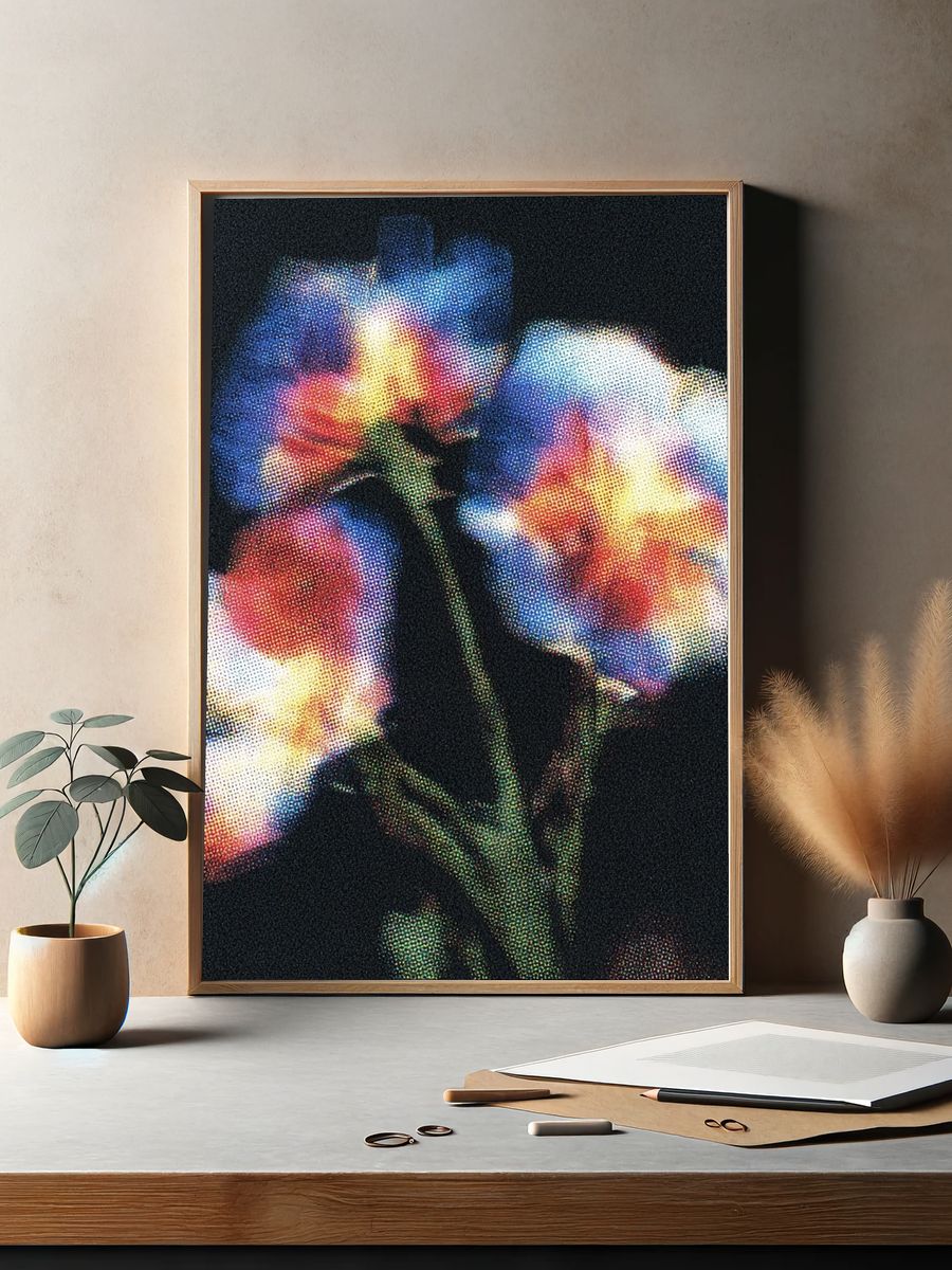 Glowing Poppy Bloom Illustration Poster. — room view 2