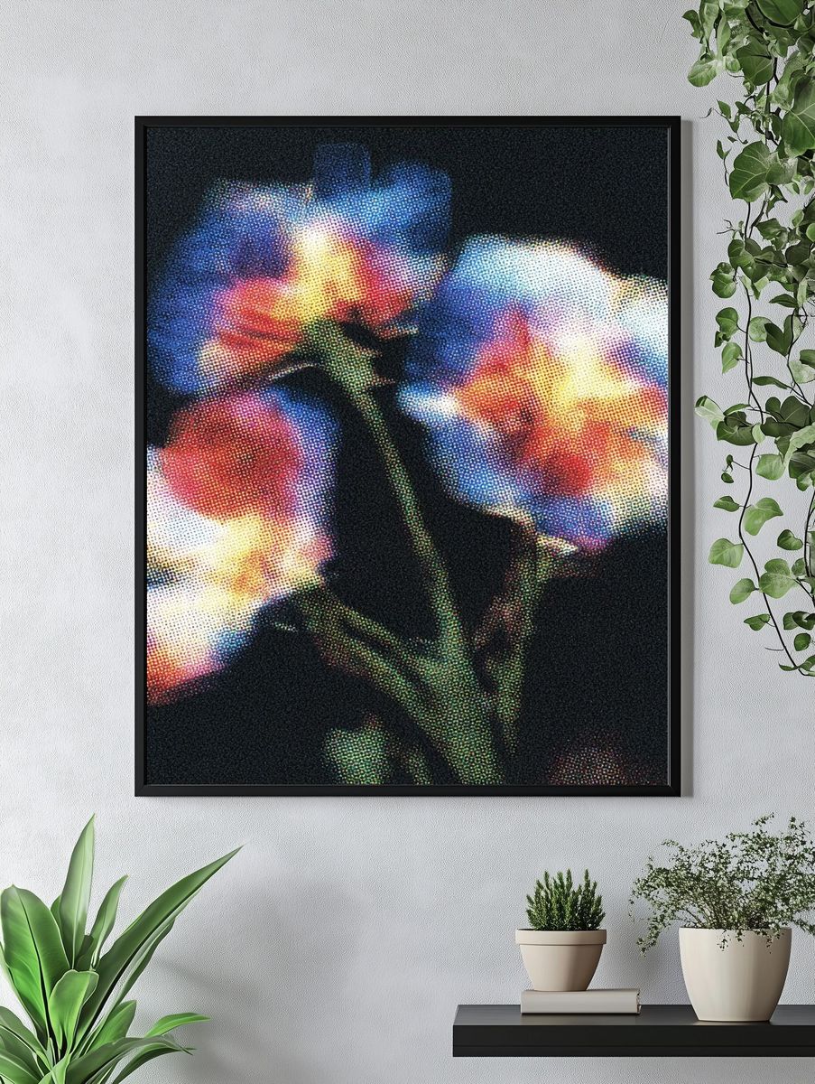 Glowing Poppy Bloom Illustration Poster. — room view 4
