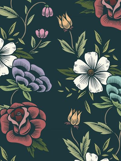 Vintage seamless floral patterned background.