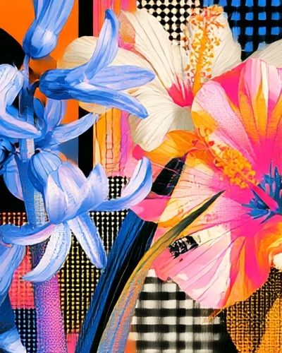 Tropical Floral Collage Poster. poster