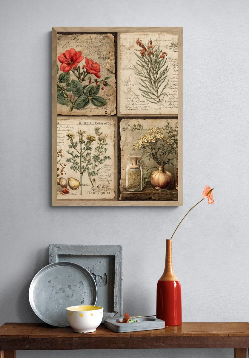 Vintage Botanical Herbarium Poster. — room view 3