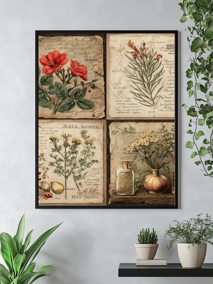 Vintage Botanical Herbarium Poster. — room view 4