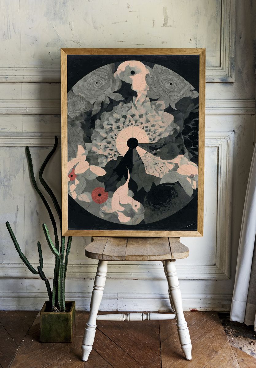 Floral Mandala Contemporary Print. room preview