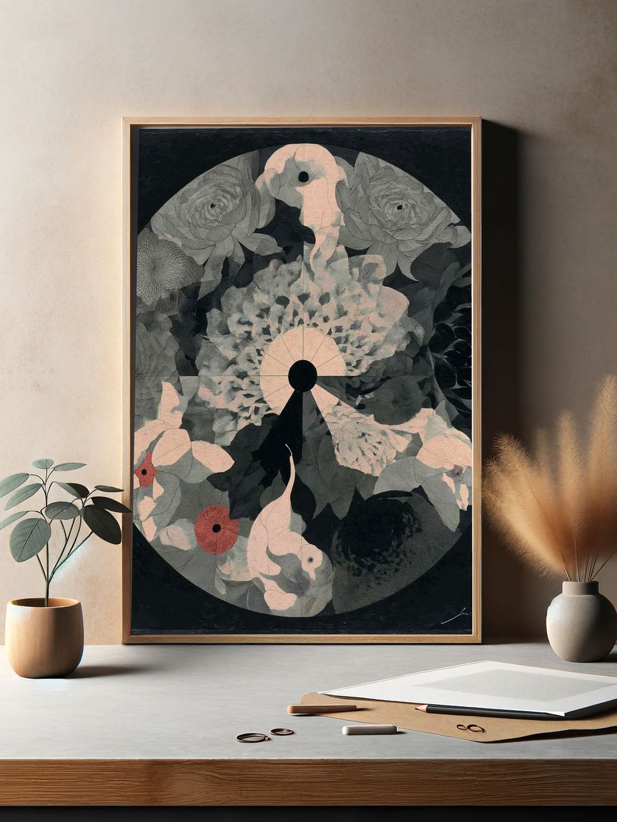 Floral Mandala Contemporary Print. — room view 2