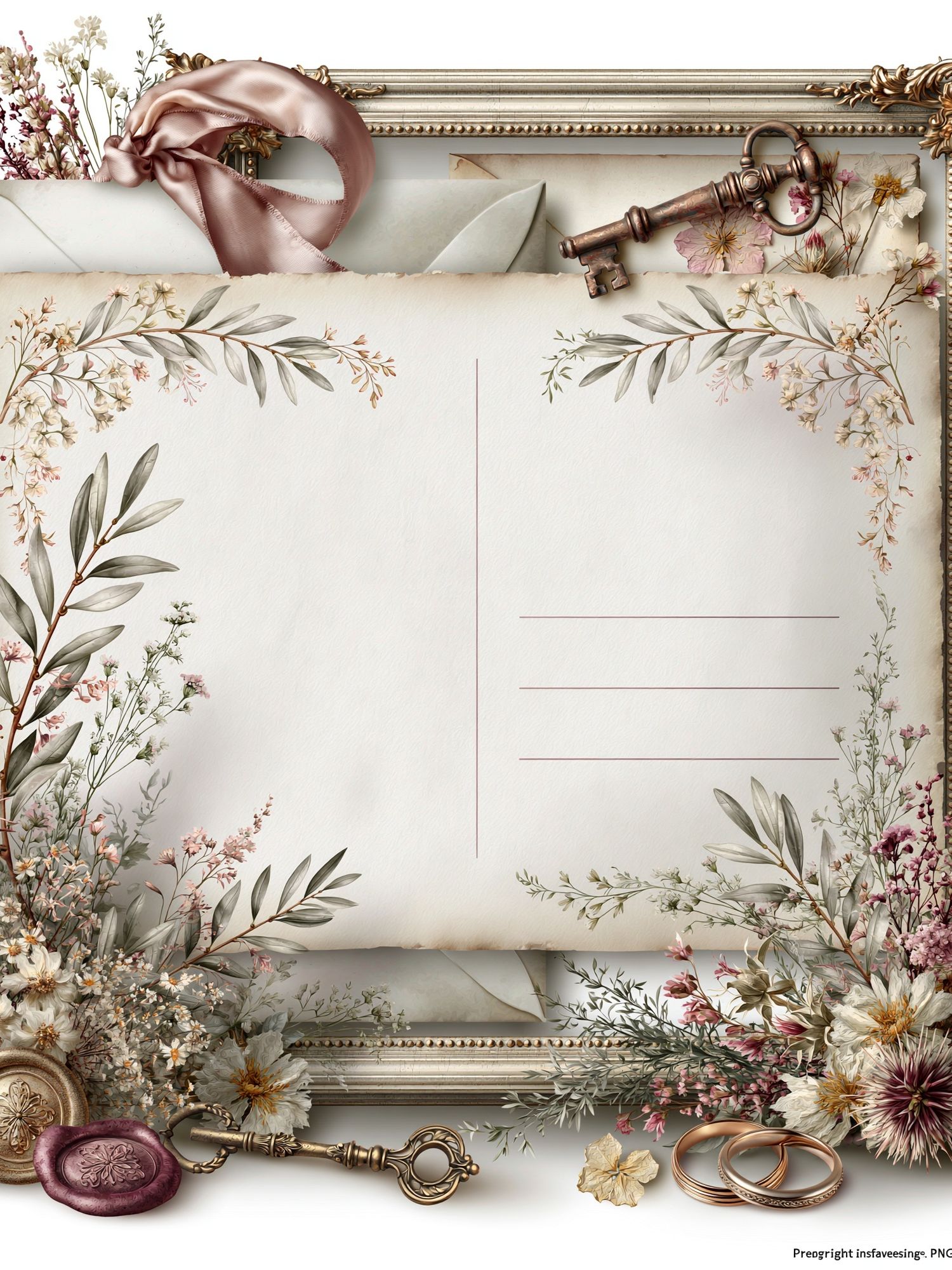 Vintage Floral Letter Frame Poster. poster — botanical art