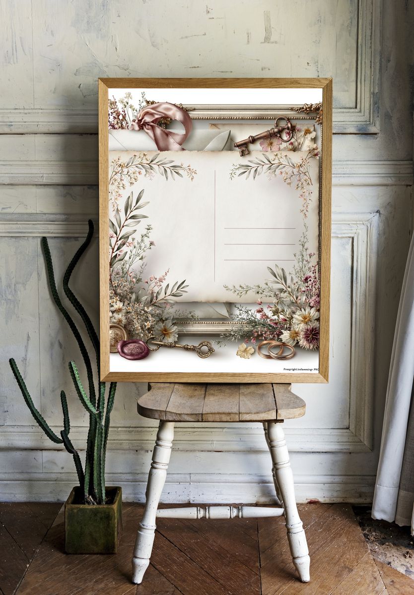 Vintage Floral Letter Frame Poster. room preview