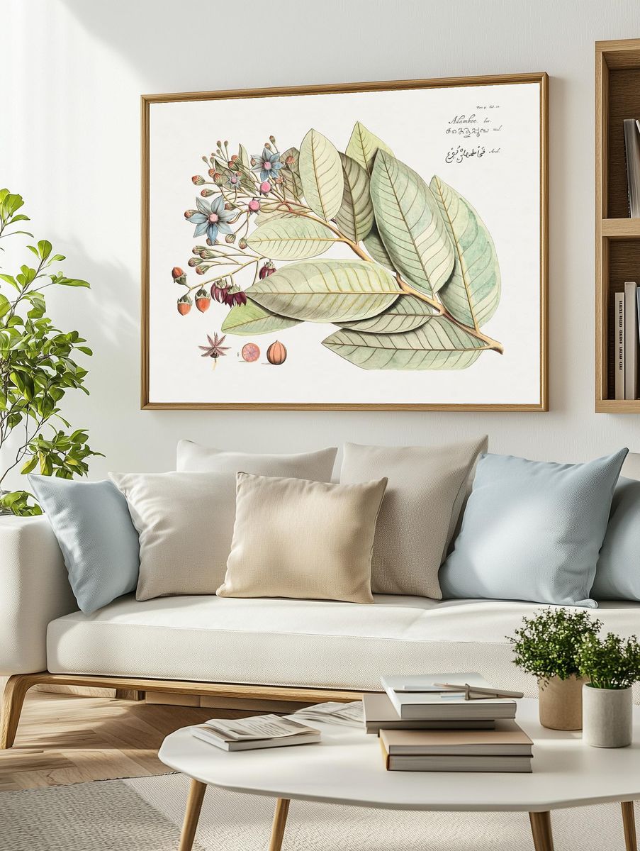 Botanical Illustration of Leaves and Flowers — Art Print. — room view 2