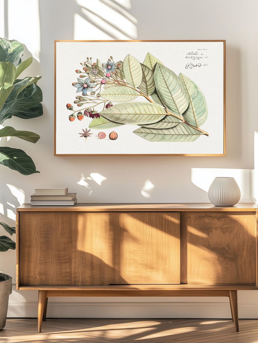 Botanical Illustration of Leaves and Flowers — Art Print. — room view 3