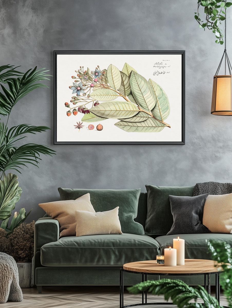 Botanical Illustration of Leaves and Flowers — Art Print. — room view 4