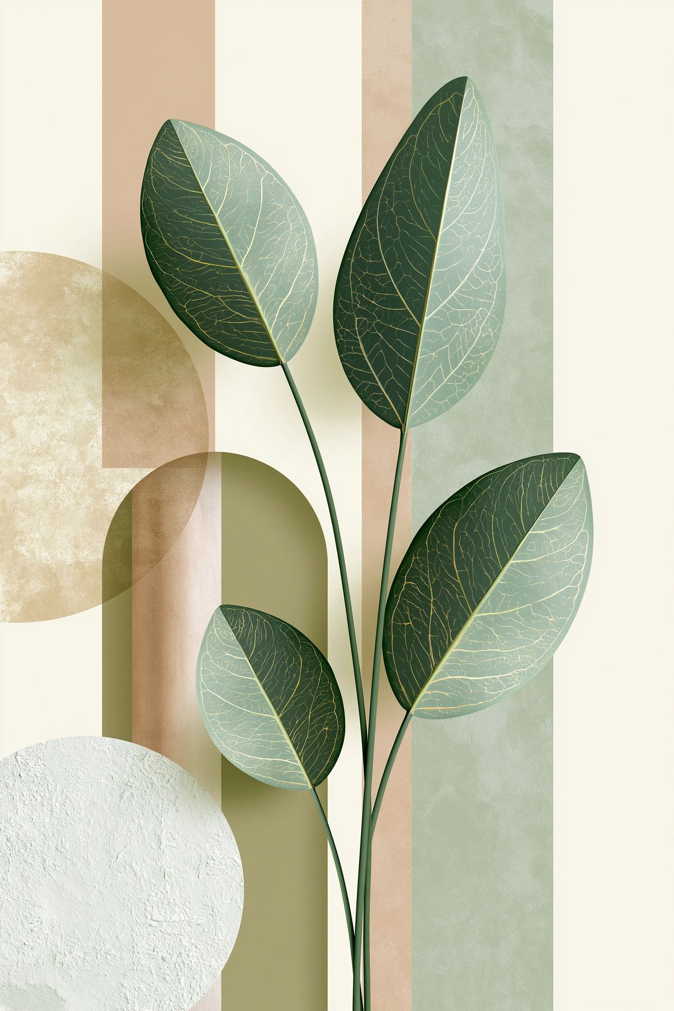 Botanical Leaves Minimalist Print. poster detail