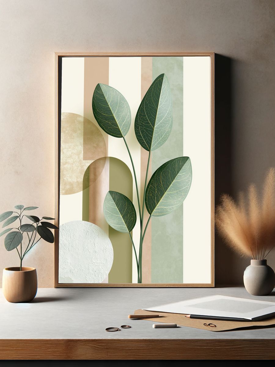 Botanical Leaves Minimalist Print. — room view 2