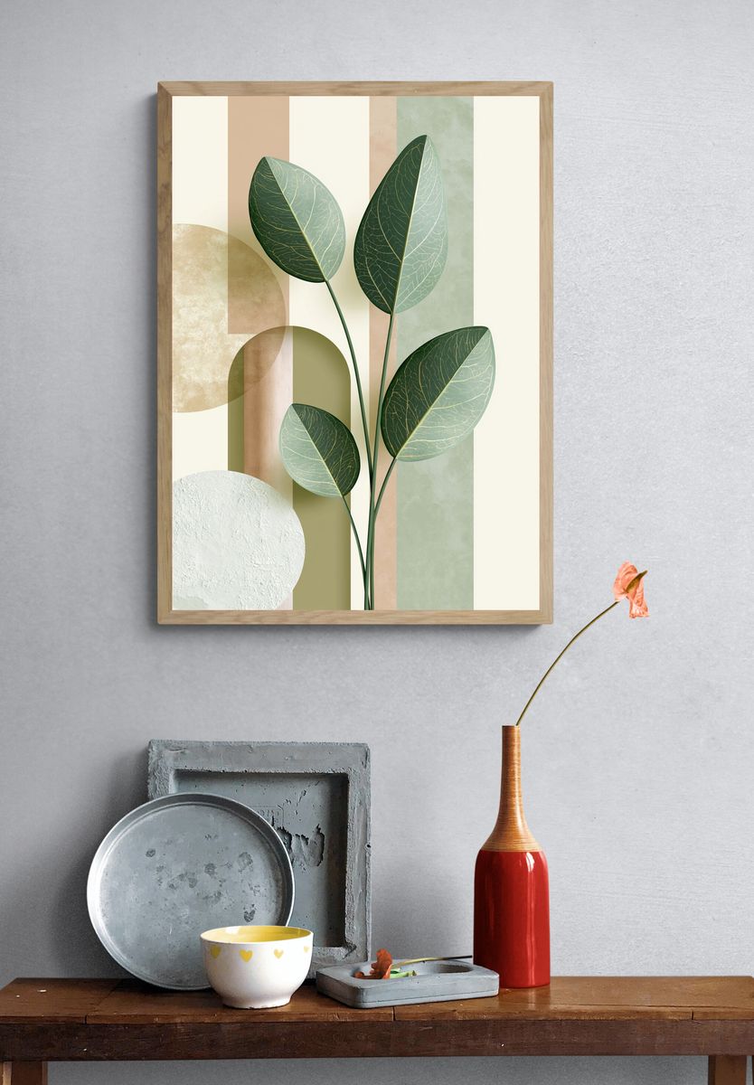 Botanical Leaves Minimalist Print. — room view 3