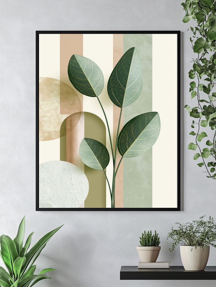 Botanical Leaves Minimalist Print. — room view 4