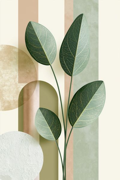 Botanical Leaves Minimalist Print.