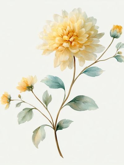 Yellow Dahlia Watercolor Print.